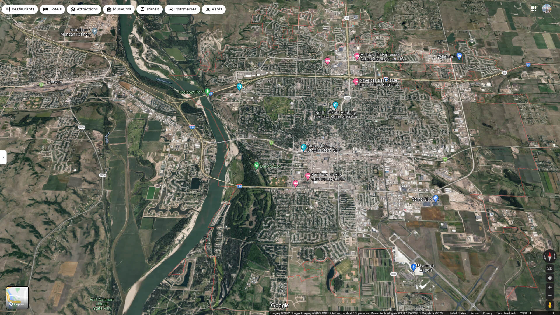Bismarck Aerial Map North Dakota